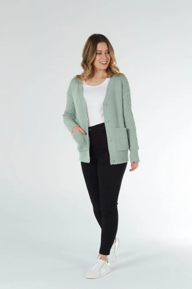 Vee Cardigan With Diamond Sleevs