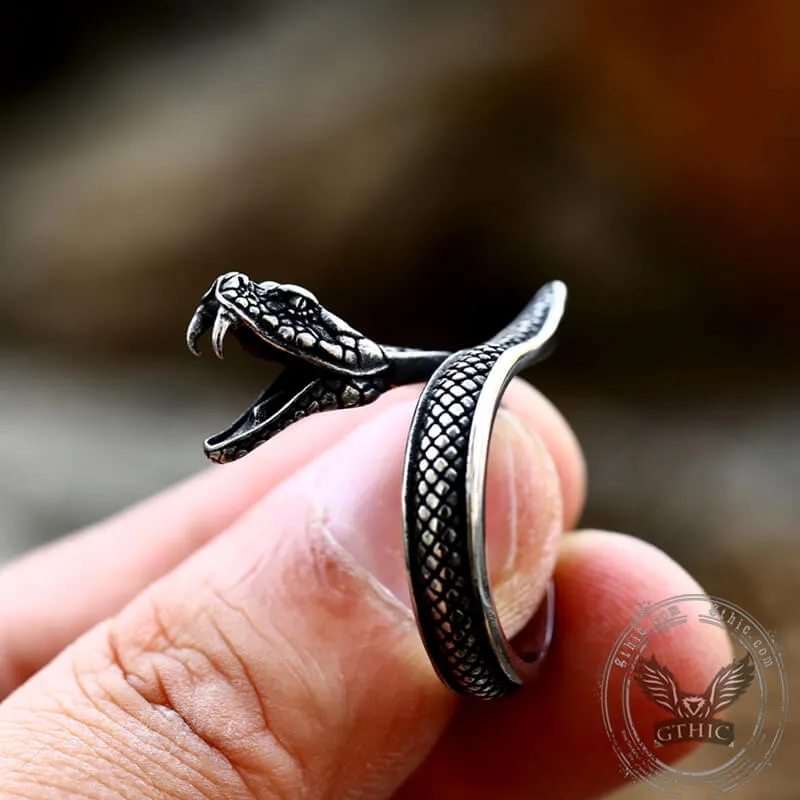 Vintage Cobra Stainless Steel Snake Ring