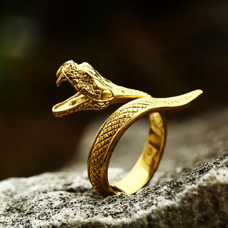 Vintage Cobra Stainless Steel Snake Ring