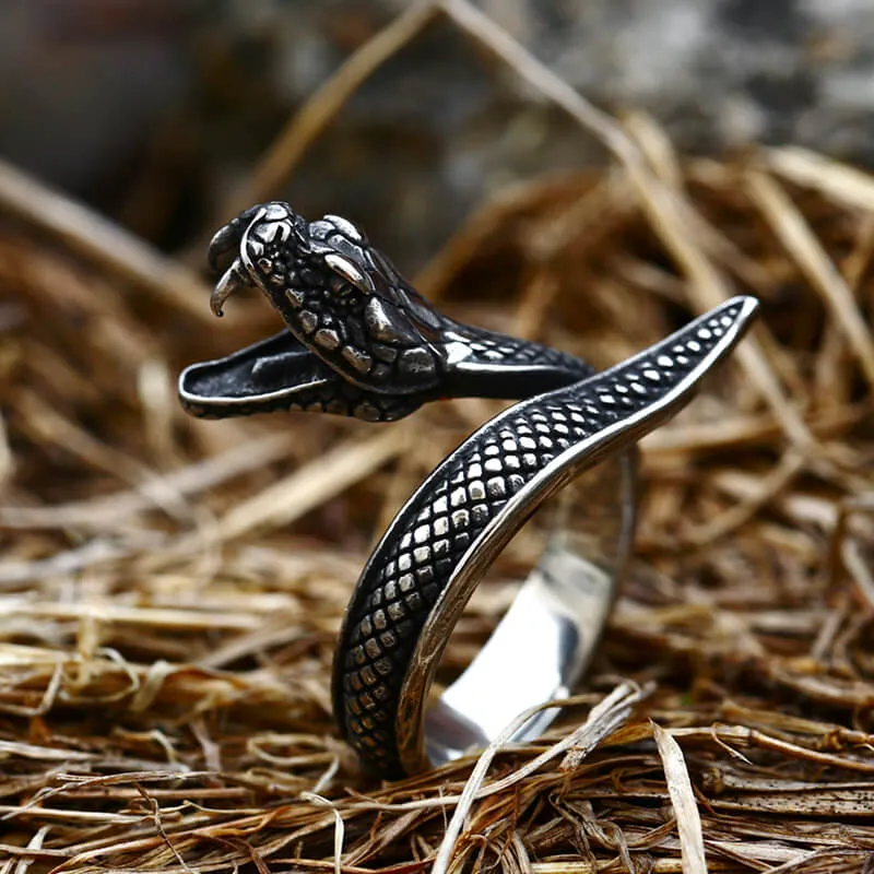 Vintage Cobra Stainless Steel Snake Ring