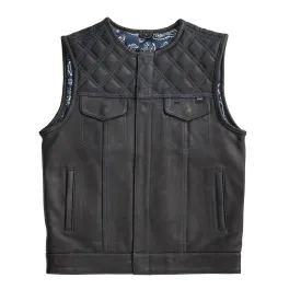 Whaler Blue - Men's Club Style Leather Vest (Limited Edition)