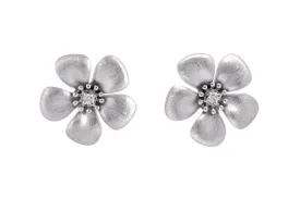 White Gold Diamond Flower Stud Earrings