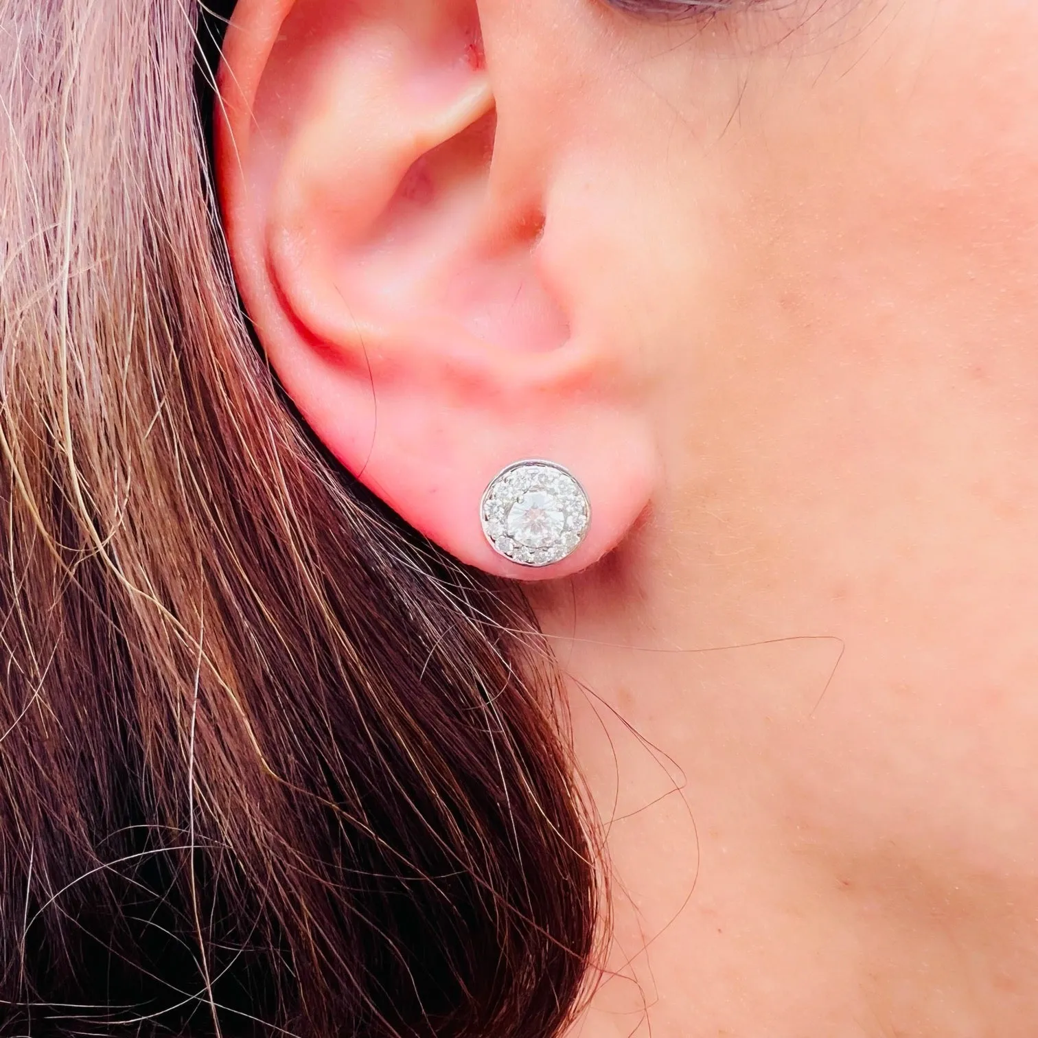 White Gold Diamond Halo Studs