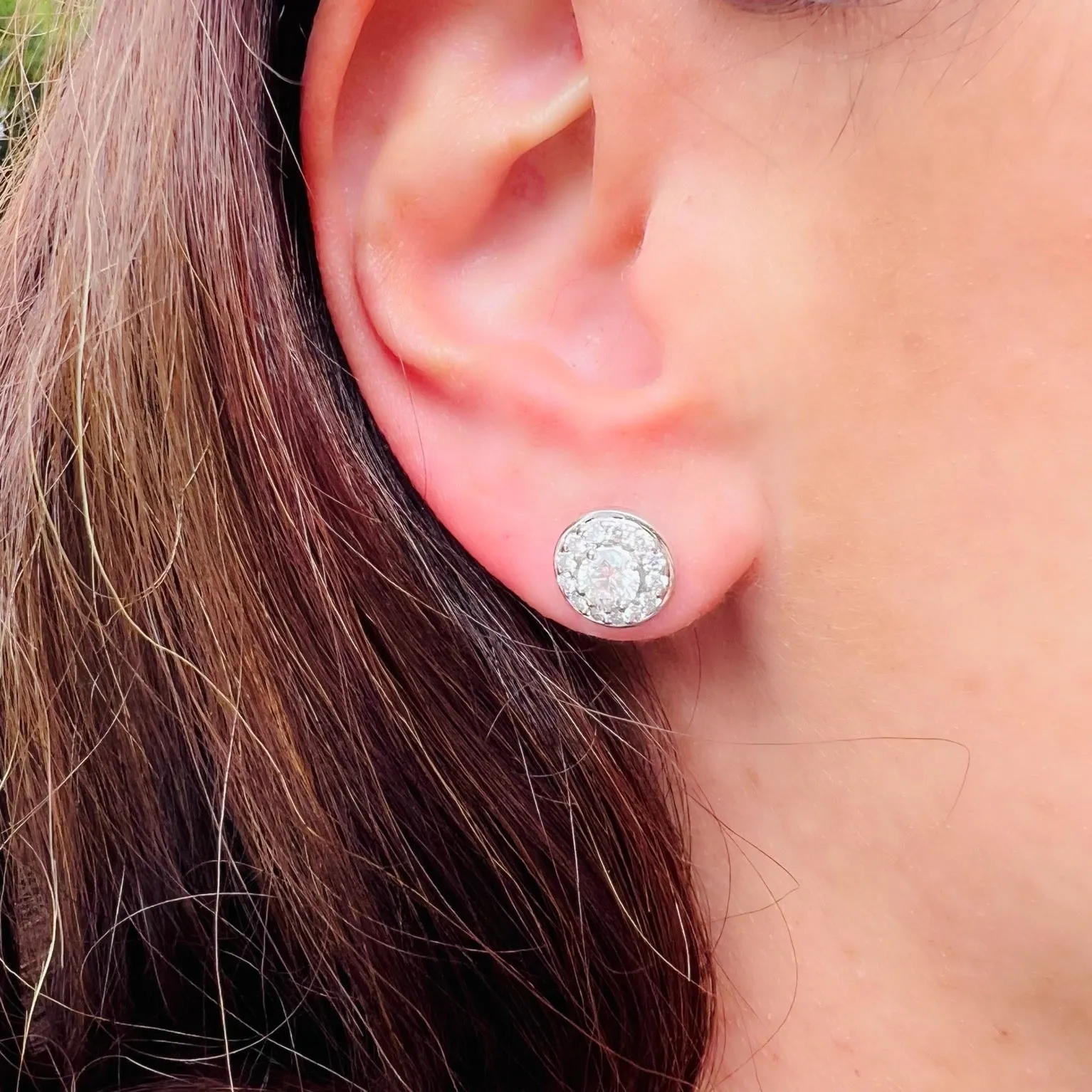 White Gold Diamond Halo Studs