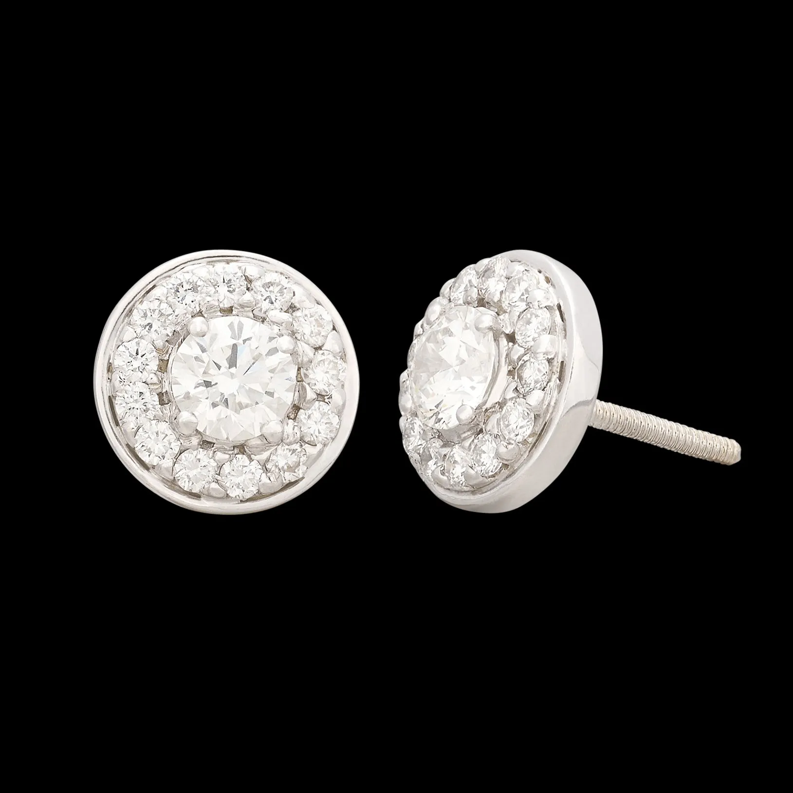 White Gold Diamond Halo Studs