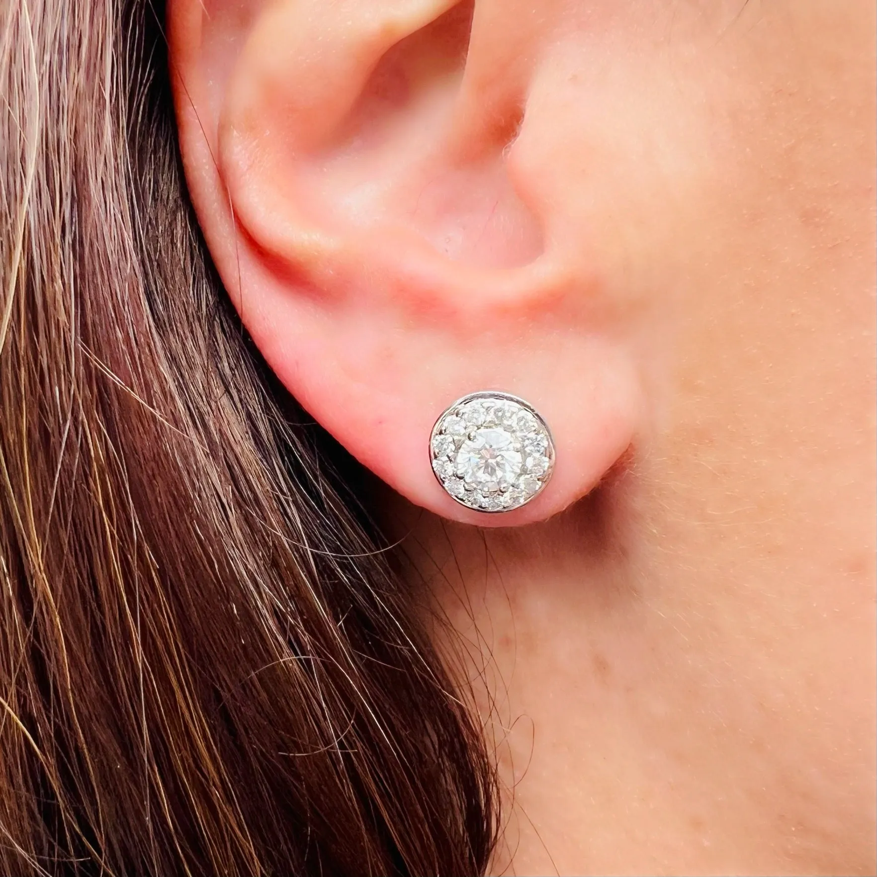 White Gold Diamond Halo Studs