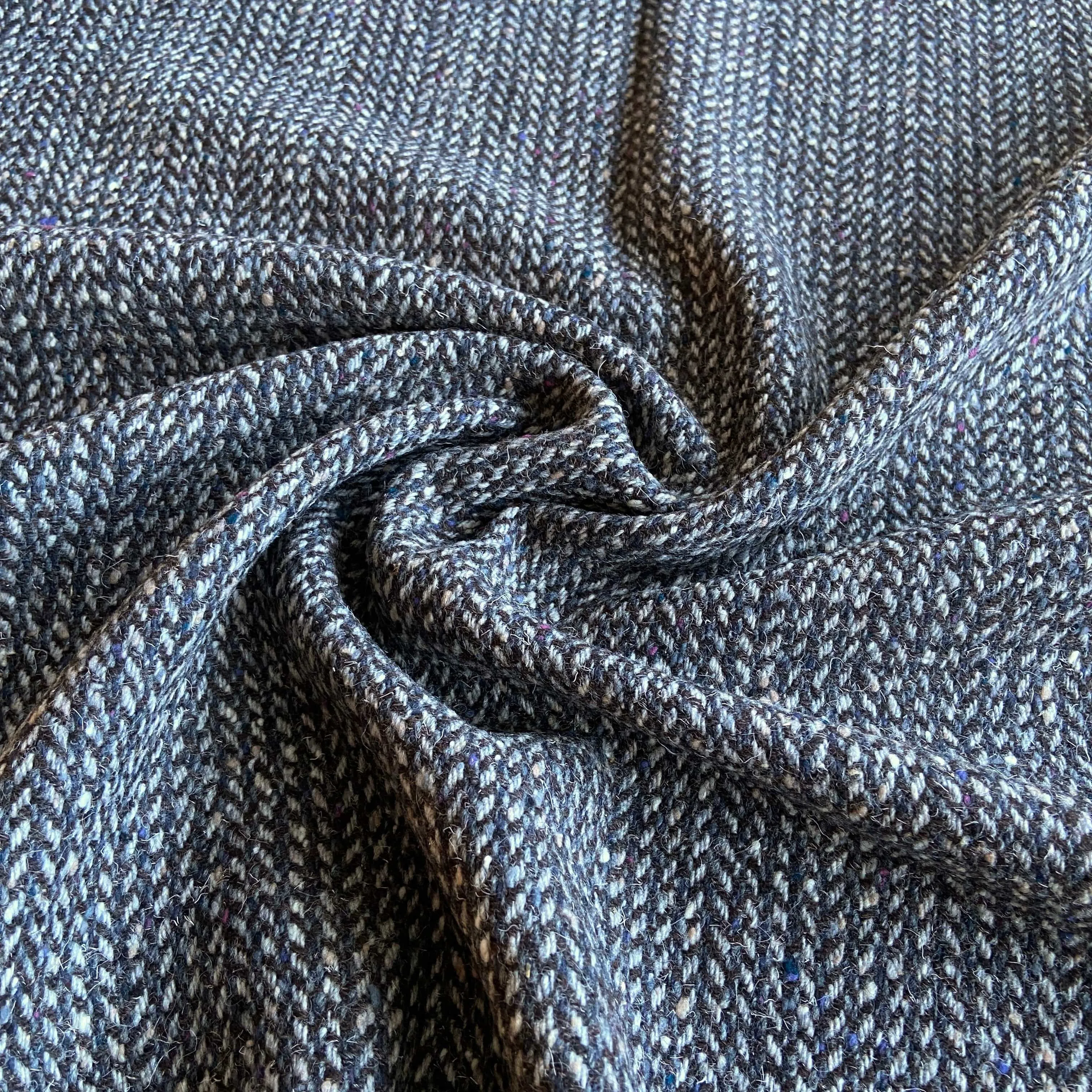 Wool Tweed Coating in Grayish-Brown